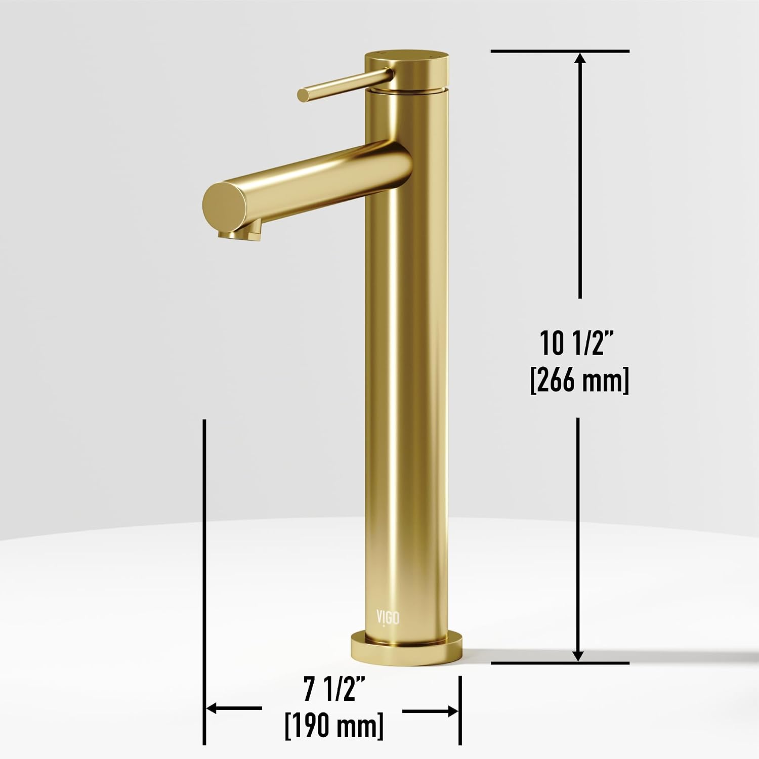 VIGO Jewel Single-Handle Single-Hole Mount Bathroom Sink Bathroom Sink Faucet, 11-Inch, Matte Brushed Gold, Modern Design, Solid Brass, 1.2 GPM WaterSense & Ceramic Disc Valve, Corrosion-Resistant