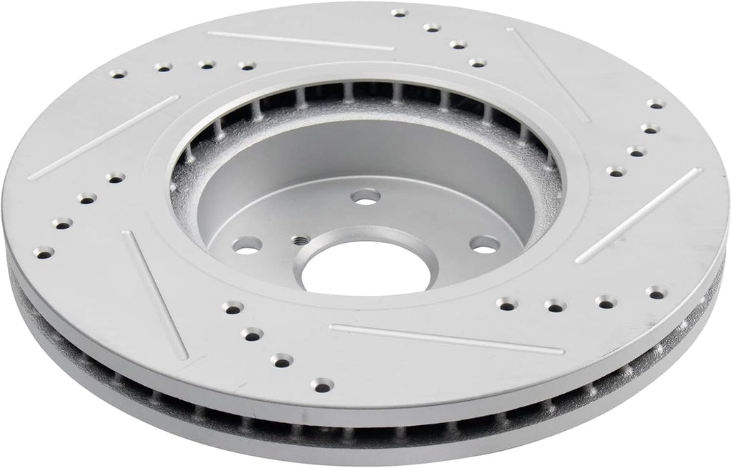 TRQ Performance Front Brake Pad and Rotor Set Ceramic Coated Drilled Slotted Compatible with 2006-2007 Subaru B9 Tribeca 2008-2014 Tribeca 2015-2019 Legacy Outback 2015-2021 WRX