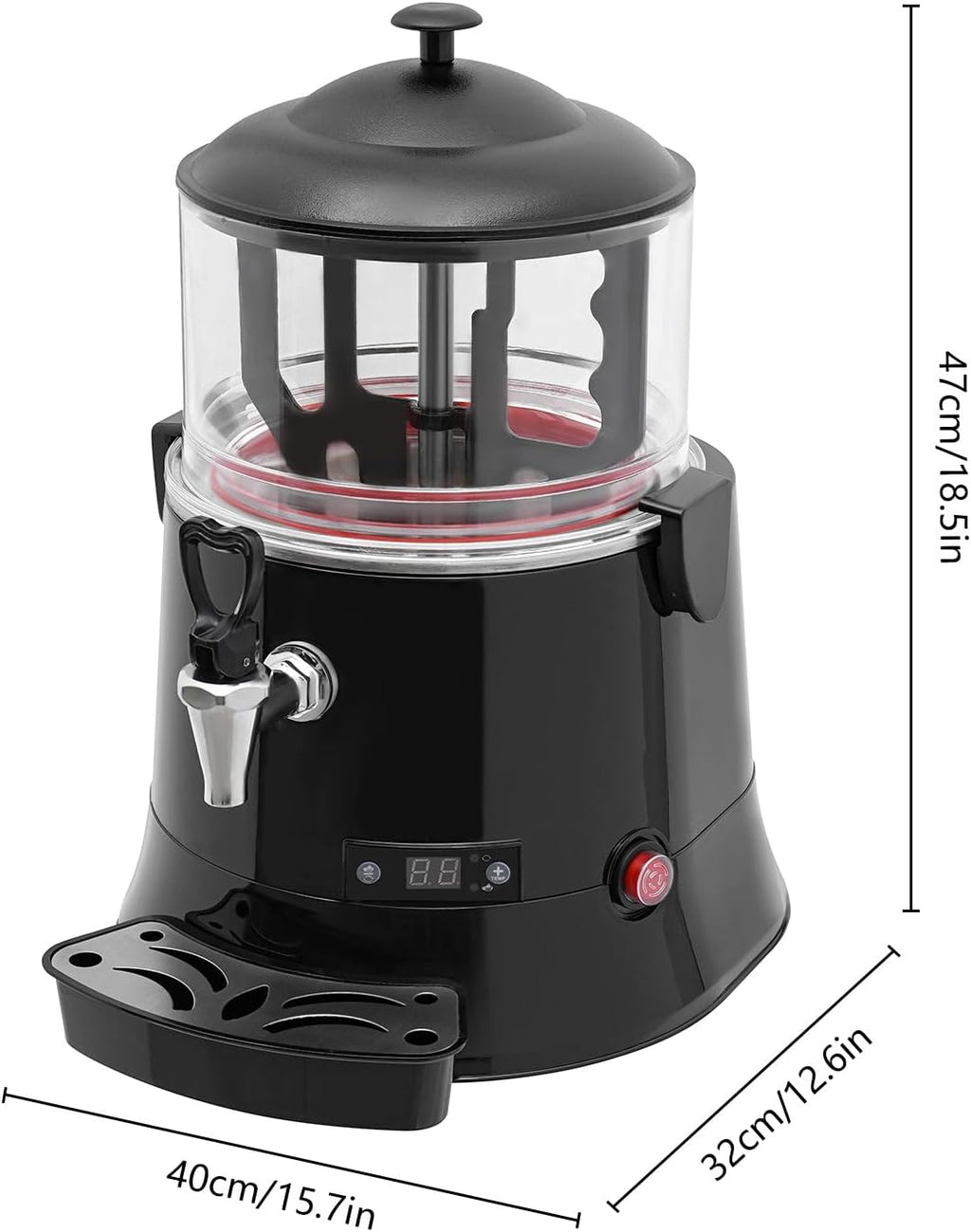 5L Commercial Hot Chocolate Maker Machine Chocolate Dispenser Warmer With Faucet 400W 110V Hot Beverage Warmer for Heating Chocolate Coffee Milk (5L-Red)
