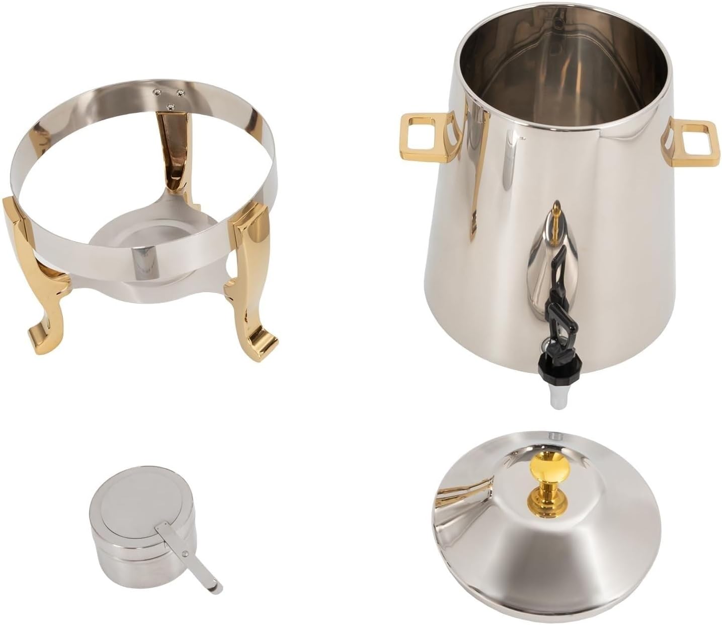 3.4 Gallon Stainless Steel Coffee Urn with Continuous Heating Faucet Hot Beverage Dispenser for Tea Water Parties Buffet Catering(Fuel Gold)