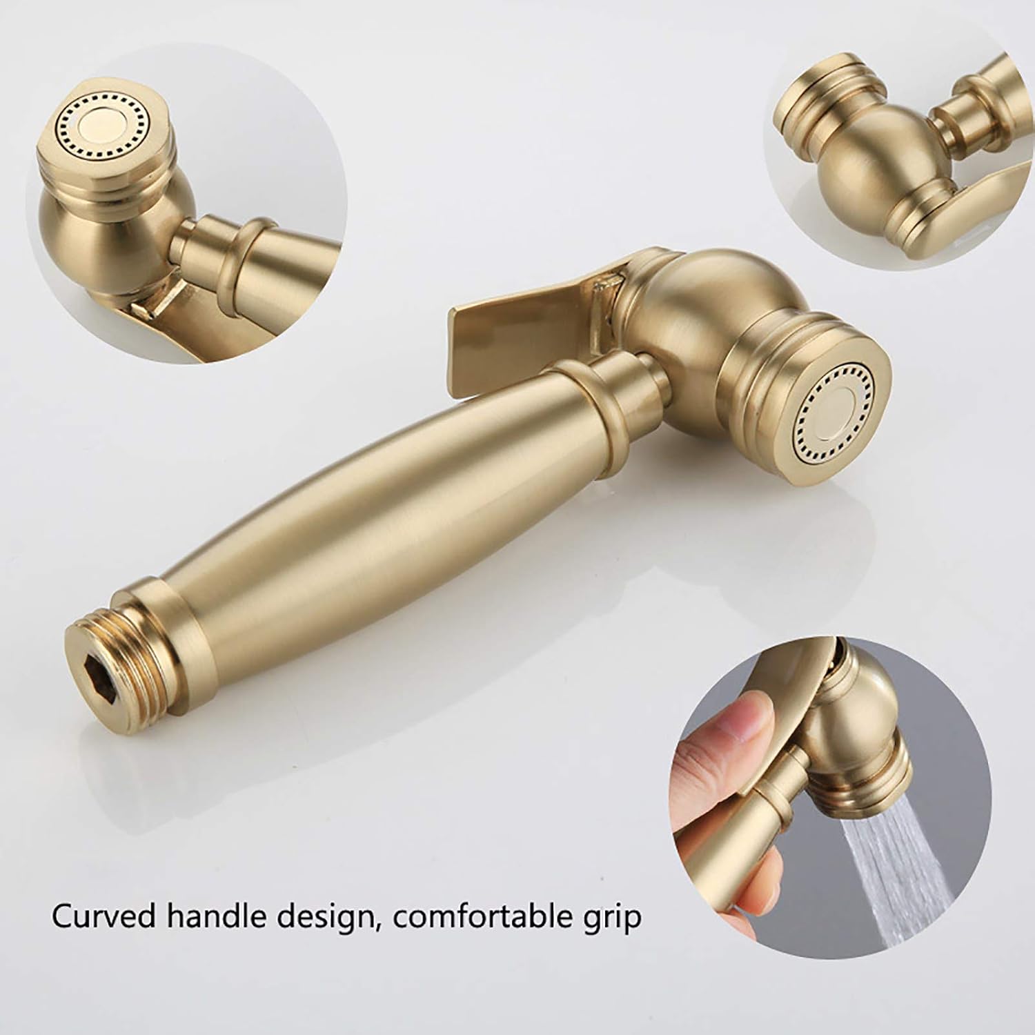 Handheld Bidet Sprayer for Toilet, Brushed Gold Kit Wall Mounted Brass Bathroom Cloth Diaper Set with Hot and Cold Water for Personal Hygiene,15 cm(15 cm)