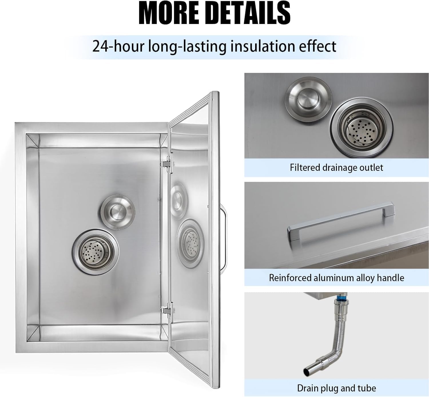 Commercial Stainless Steel Drop-in Ice Bin Chest – Insulated Bar Ice Well for Beverage Service