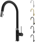VIGO Bristol 19'' H Single Handle Pull-Down Sprayer Kitchen Faucet in Stainless Steel and Matte Black-VG02033STMB