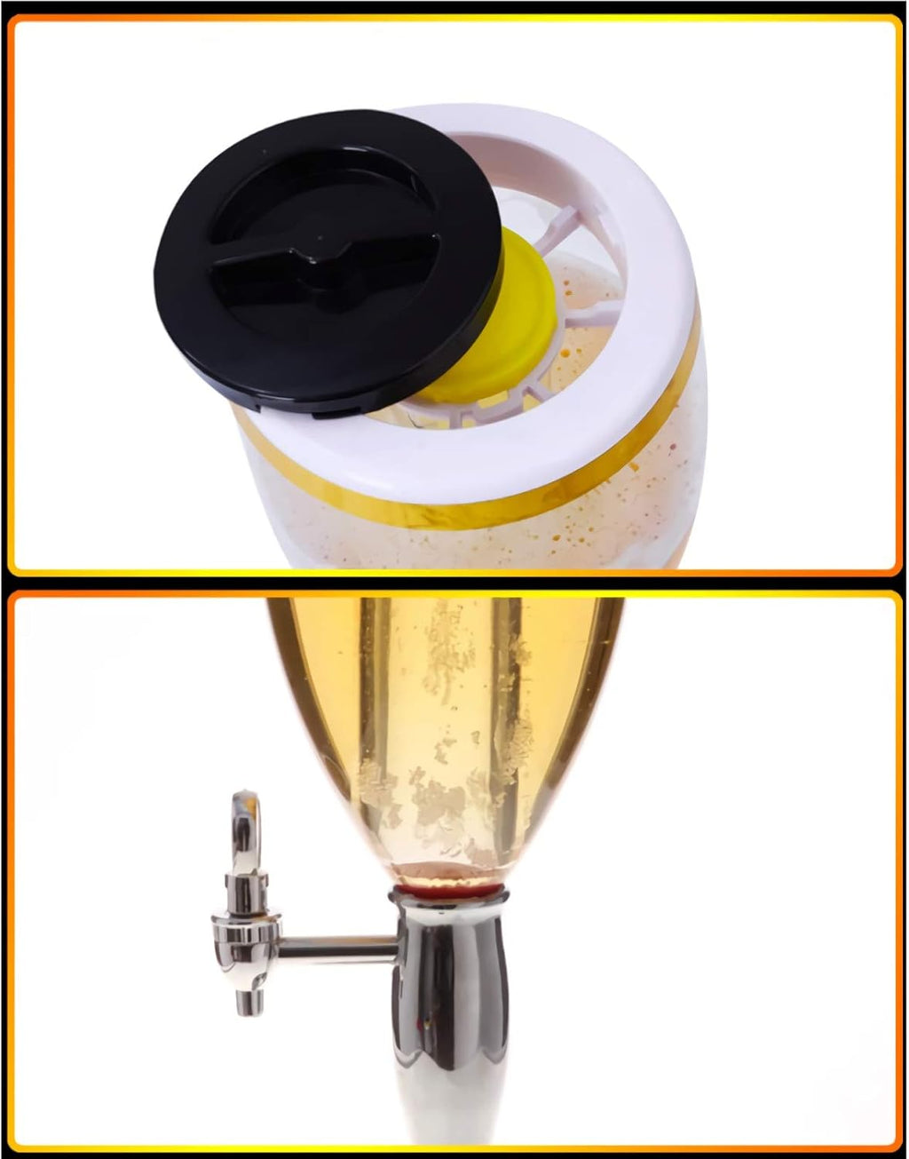 Beer Tower Dispenser 100 Oz Beer Dispenser, Beer Kegerator Mini with Ice Tube Faucet and Lights for Home Bar Pub Party Restaurant, 3L Beverage Tower Dispenser (Silver)