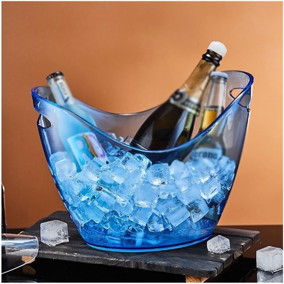 Ice Bucket, ﻿Acrylic Ice BucketLarge Capacity Champagne BucketBar Ice Pellet BucketFilled Ice Bucket Ice Buckets for Parties(Blue)