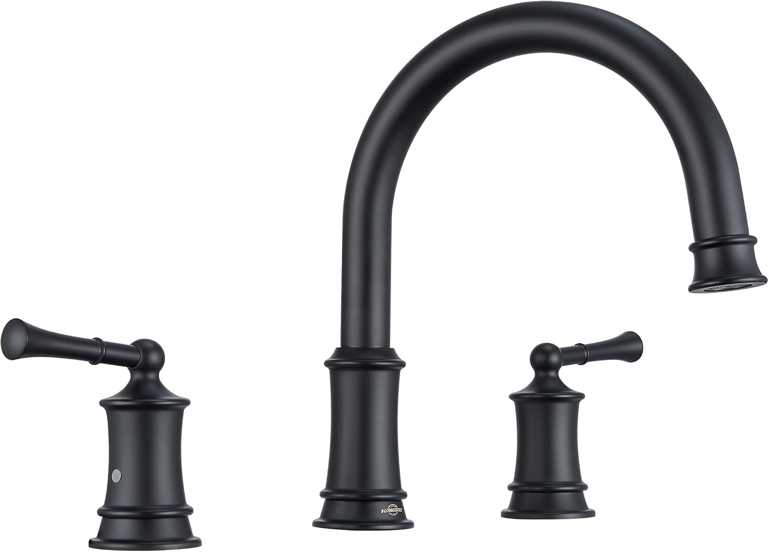Matte Black Roman Tub Faucet, Antique Bathtub Faucet Set 3 Hole, High Flow Bath Tub Faucet 12-16 inch Widespread, Solid Brass Tub Filler 2 Handle 360° Swivel Spout Rough-in Valve(B2307-BK)