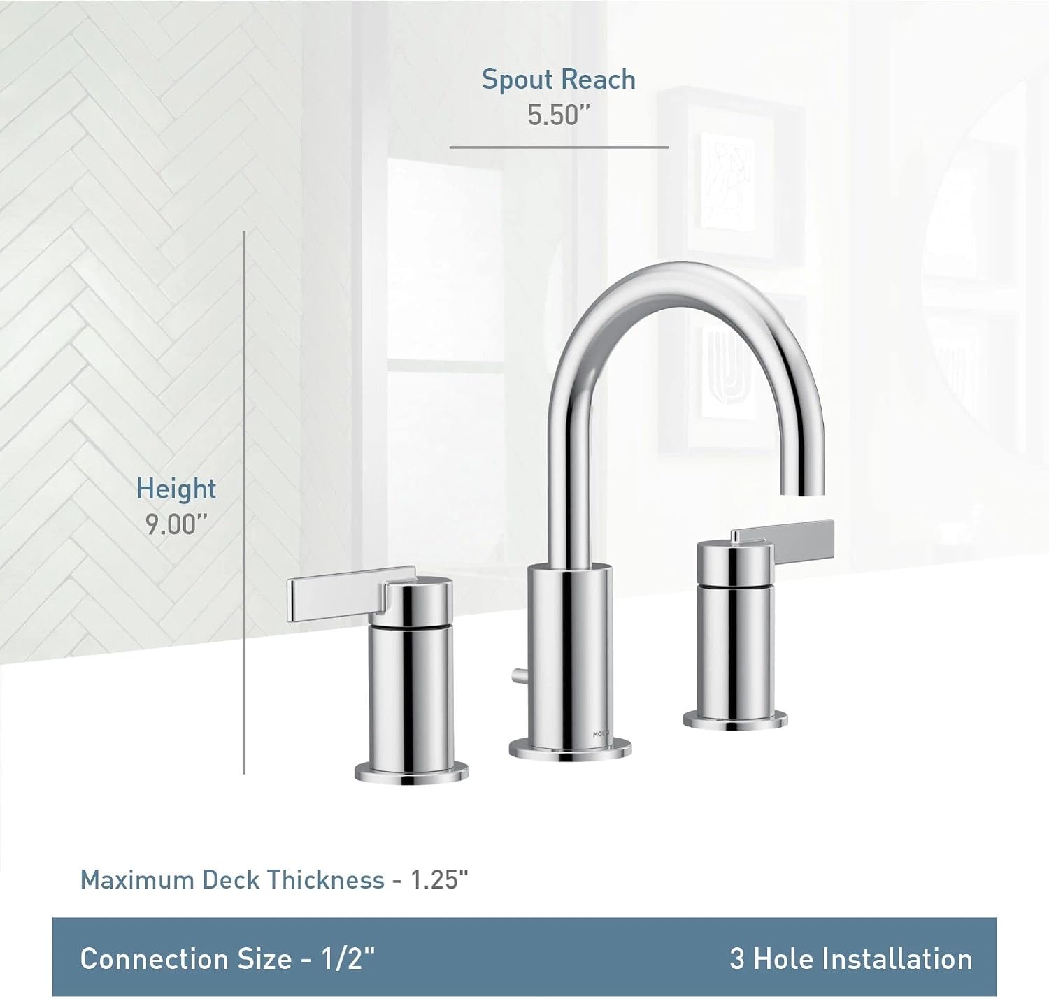 Moen T6222BL Cia 8-Inch Widespread 2-Handle High-Arc Bathroom Faucet Trim Kit with Optional Brushed Gold Finish Accents, Valve Required, Matte Black