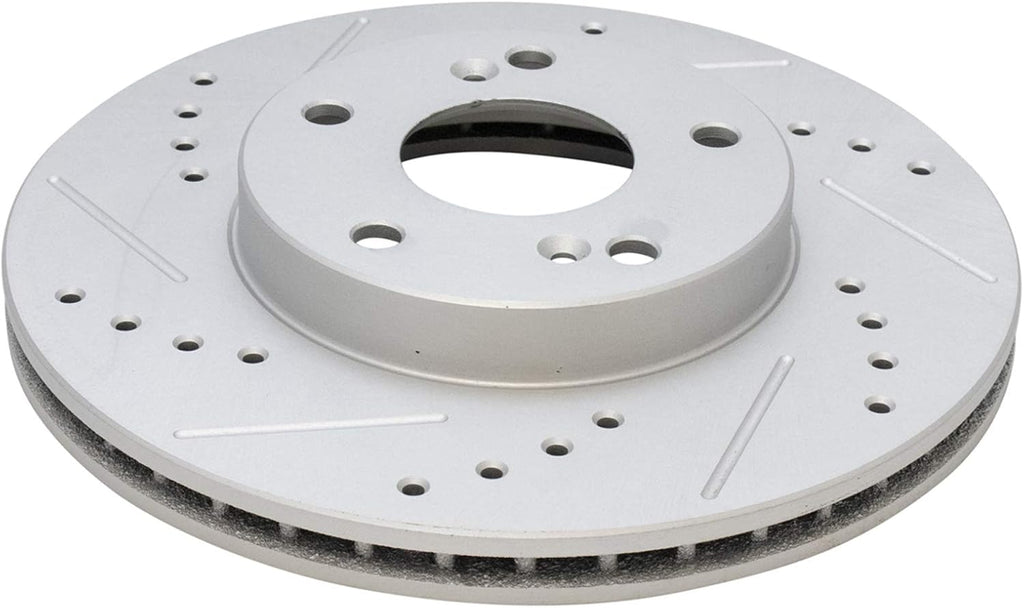 TRQ Performance Front Brake Pad and Rotor Set Ceramic Coated Drilled Slotted Vented Rotors Compatible with 1998-2002 Honda Accord