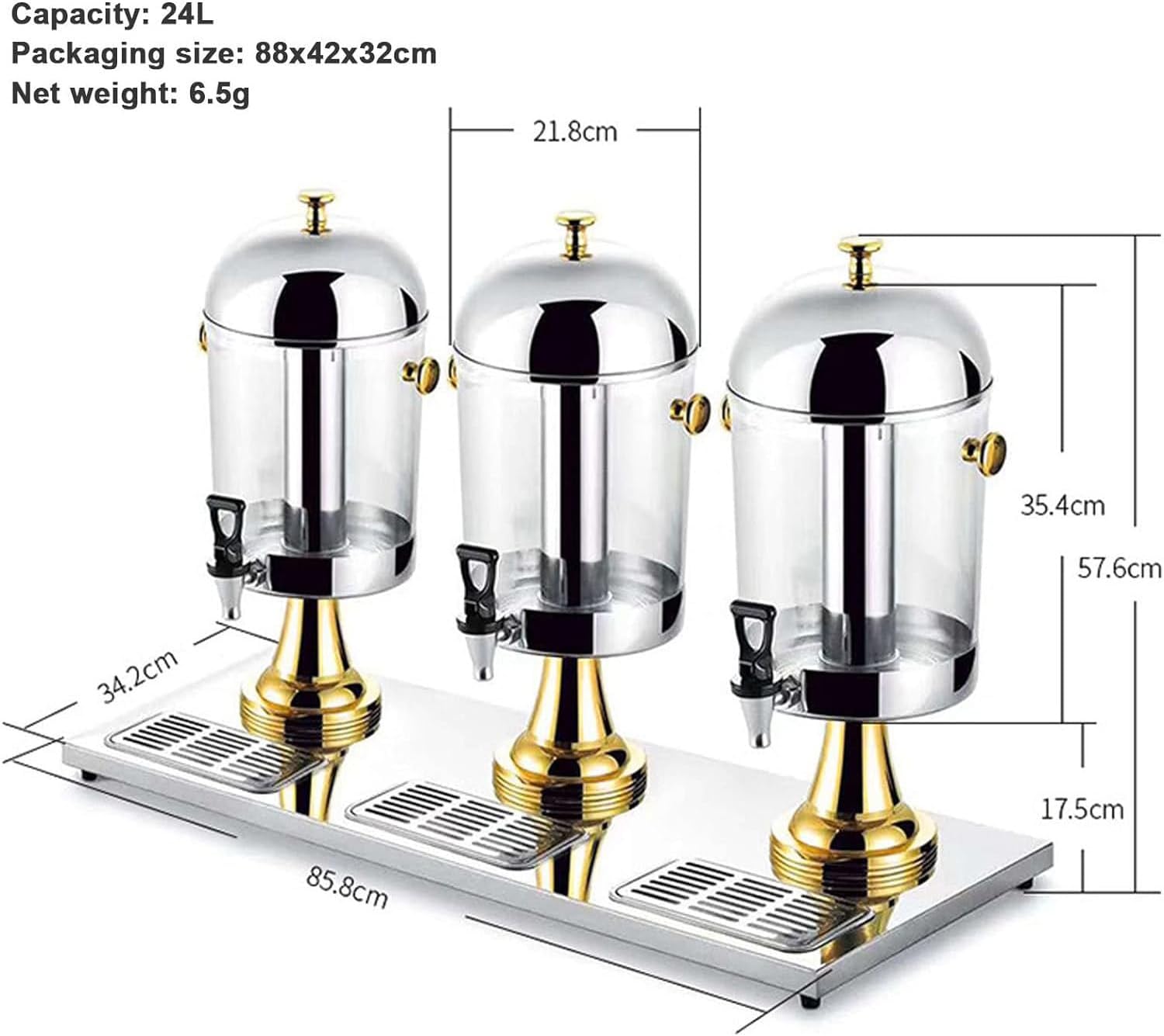 Drink Beverage Dispensers for Parties Breakfast Buffet Bars Hotels, 16/24 L Stainless Steel Beverage Tea Dispenser Water Dispenser,Silver-16L,Gold,24L