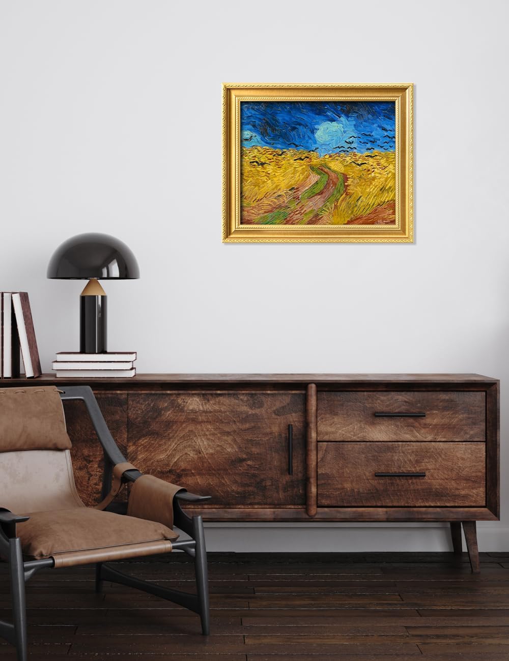IPIC - Vincent Van Gogh's Wheat Field with Crows. Classic World Art Reproduction. Giclee Prints on Acid Free Cotton Canvas with Solid Wood Frame, Total size: W 24.8' x H 20.8'