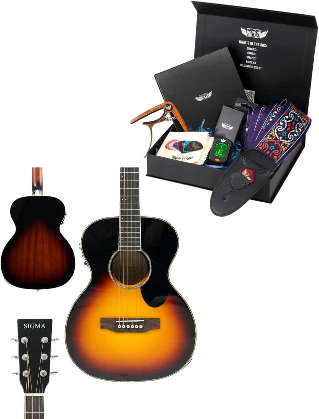 SIGMA 36.5' Acoustic Electric Guitar + Guitar Accessories Gift Box