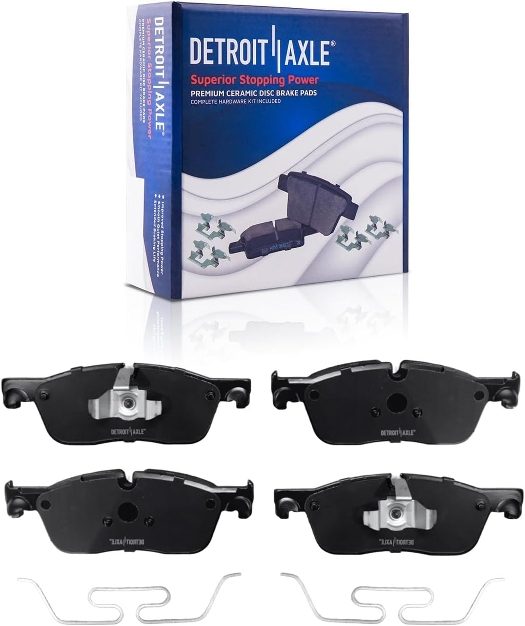 Detroit Axle - Brake Kit for 2015-2019 Land Rover Discovery Sport 2021 Jaguar E-Pace Drilled Slotted Disc Brake Rotors Ceramic Brakes Pads Replacement : 12.80' inch Front and 11.81' inch Rear Rotors