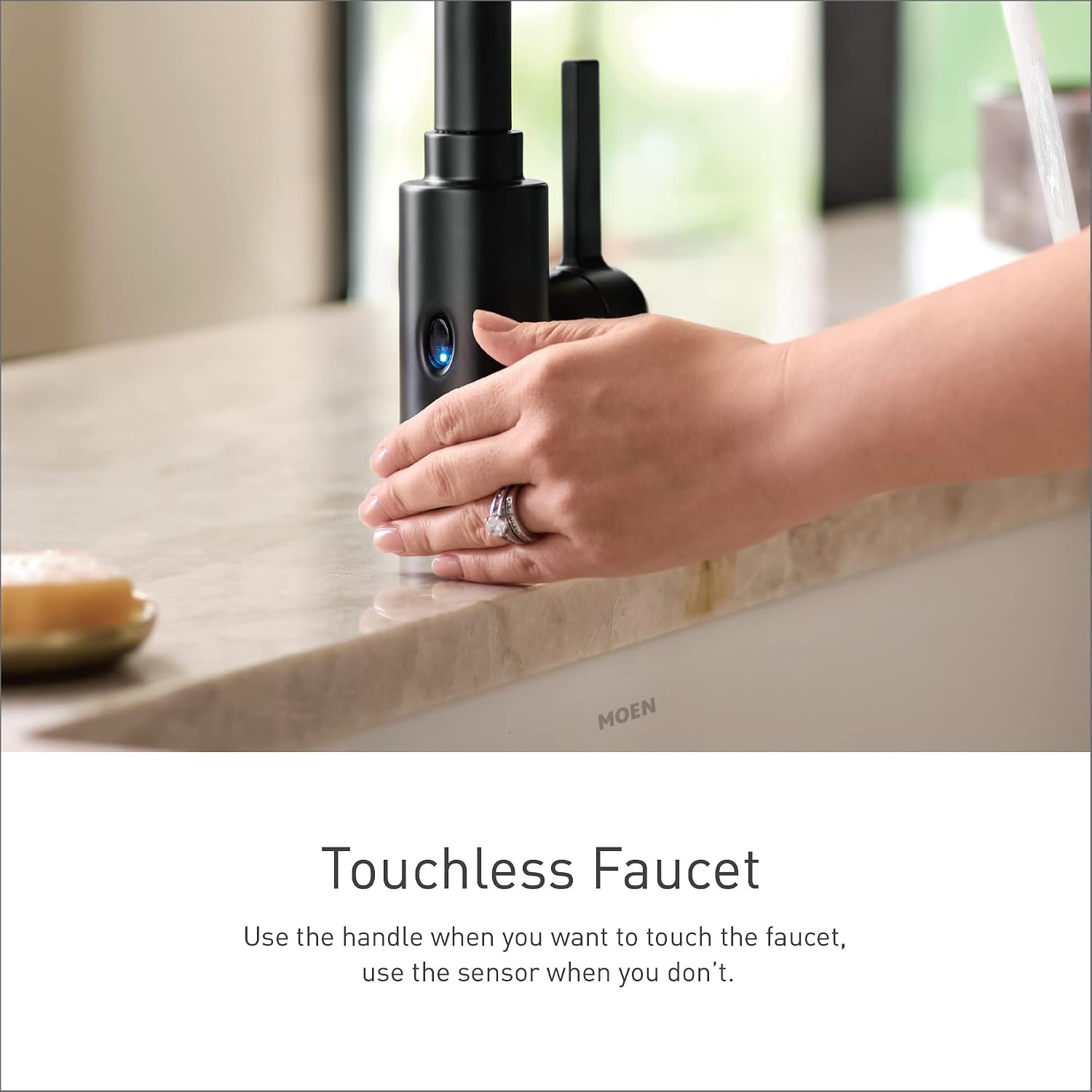 Moen Sleek Spot Resist Black Stainelss Motionsense Wave Sensor Touchless One-Handle High Arc Pulldown Modern Kitchen Faucet Featuring Power Clean, 7864EWBLS