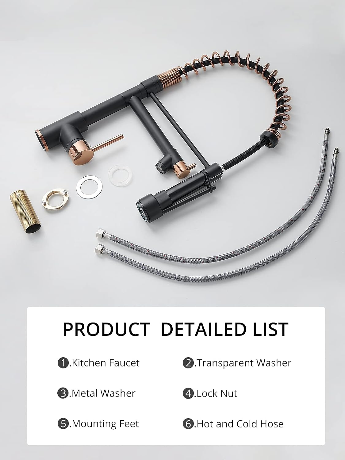 Black Kitchen Faucet,Matte Black Kitchen Faucet with Pull Down Sprayer AIMADI Commercial Single Handle Single Hole Rose Gold Kitchen Sink Faucets