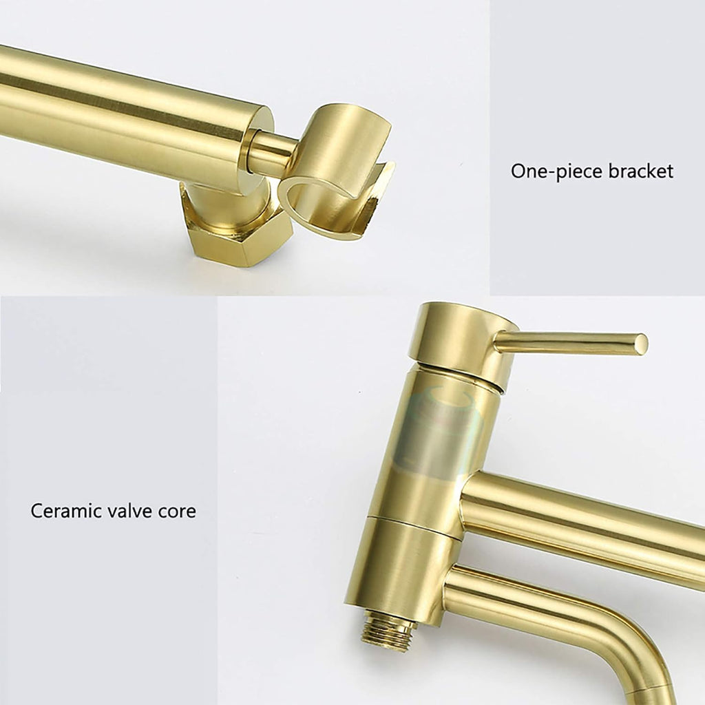 Wall Mounted Handheld Bidet Sprayer for Toilet, Brass Bathroom Cloth Diaper Set with Cold and Hot Water, Brushed Gold Kit for Personal Hygiene,Type b(Type a)