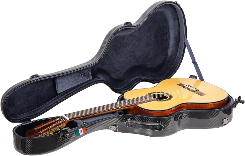 Crossrock Air Carbon 4/4 Classical Guitar Flight Case – 3K Twill Weave Carbon Fiber in Obsidian Black® – TSA Lock & Ergonomic System – Lab-Tested Impact Resistance