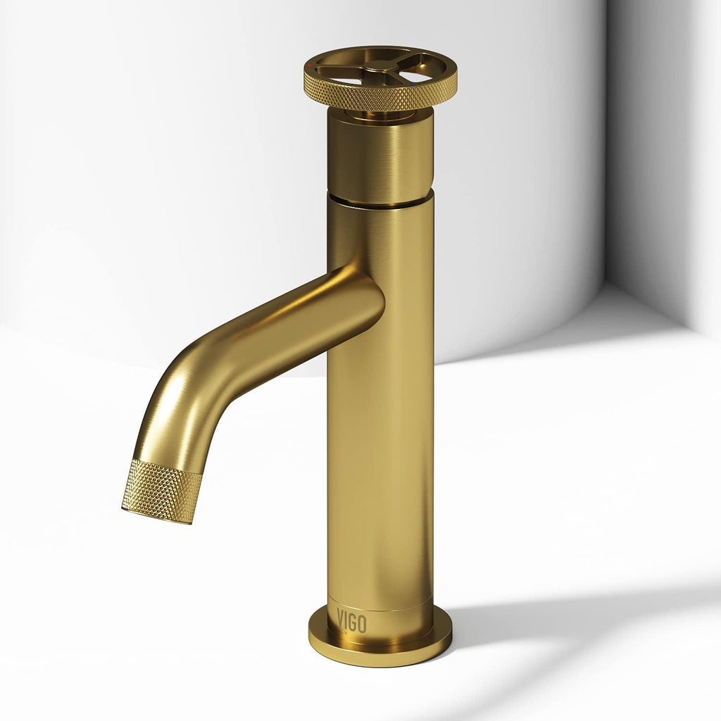VIGO Cass 8'' H Single Handle Single-Hole Bathroom Faucet in Matte Brushed Gold-VG01046MG