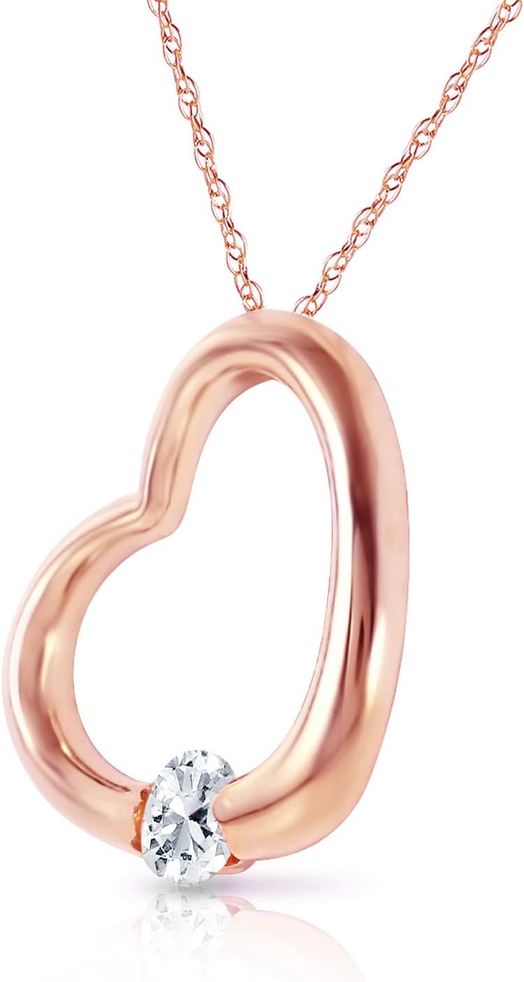 Galaxy Gold GG 14K Yellow Gold Natural Diamond Heart Necklace - April Birthstone - Strength & Brilliance - 14' to 24' - Fine Jewelry for Women