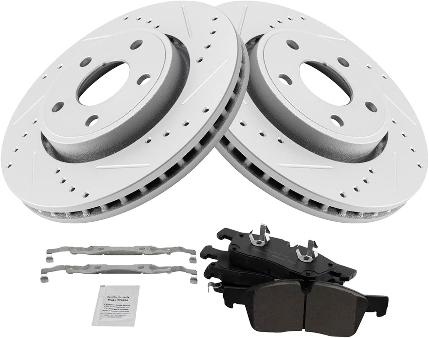 TRQ Performance Front Brake Pad and Rotor Set Ceramic G Coated Compatible with 2012-2020 Dodge Durango Grand Cherokee