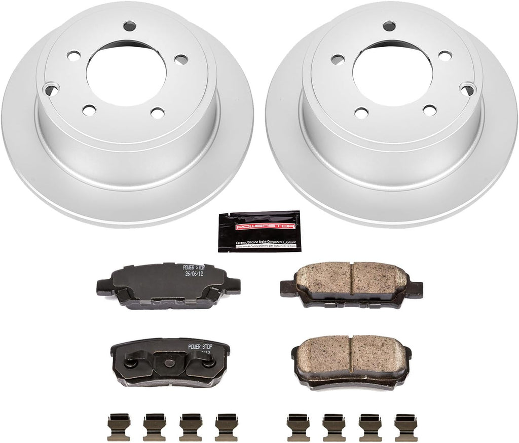 PowerStop Rear Brake Kit for Chrysler 200 2011-14 |Sebring 2007-10 |Dodge Avenger 2008-14 |Caliber 2007-12 - Fully-Coated Disc Rotors with Z17 Ceramic Brake Pads Replacement, CRK3033