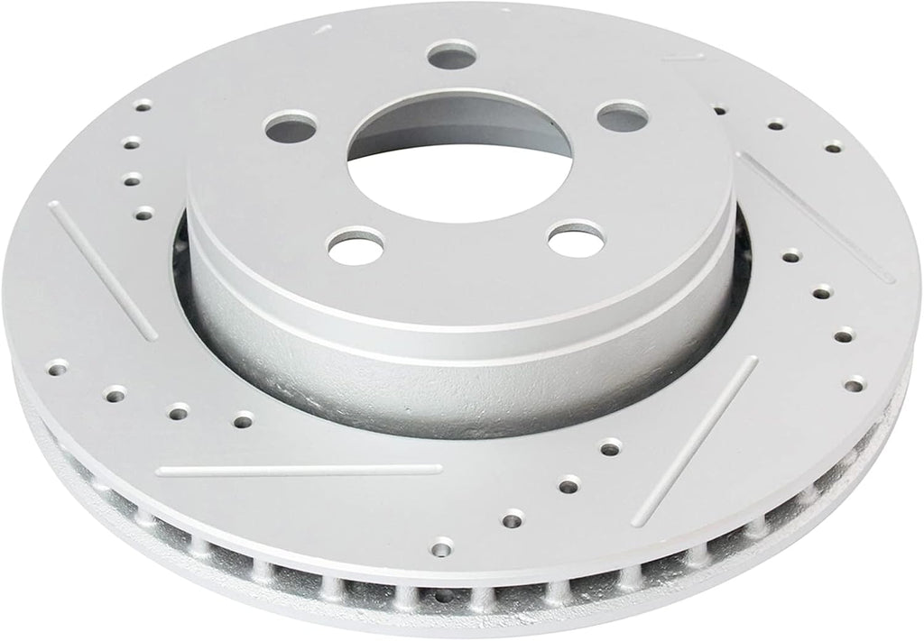 TRQ Performance Front Brake Pad and Rotor Set Ceramic Coated Drilled Slotted Vented Rotors Compatible with 2007-2011 Dodge Nitro 2008-2012 Jeep Liberty