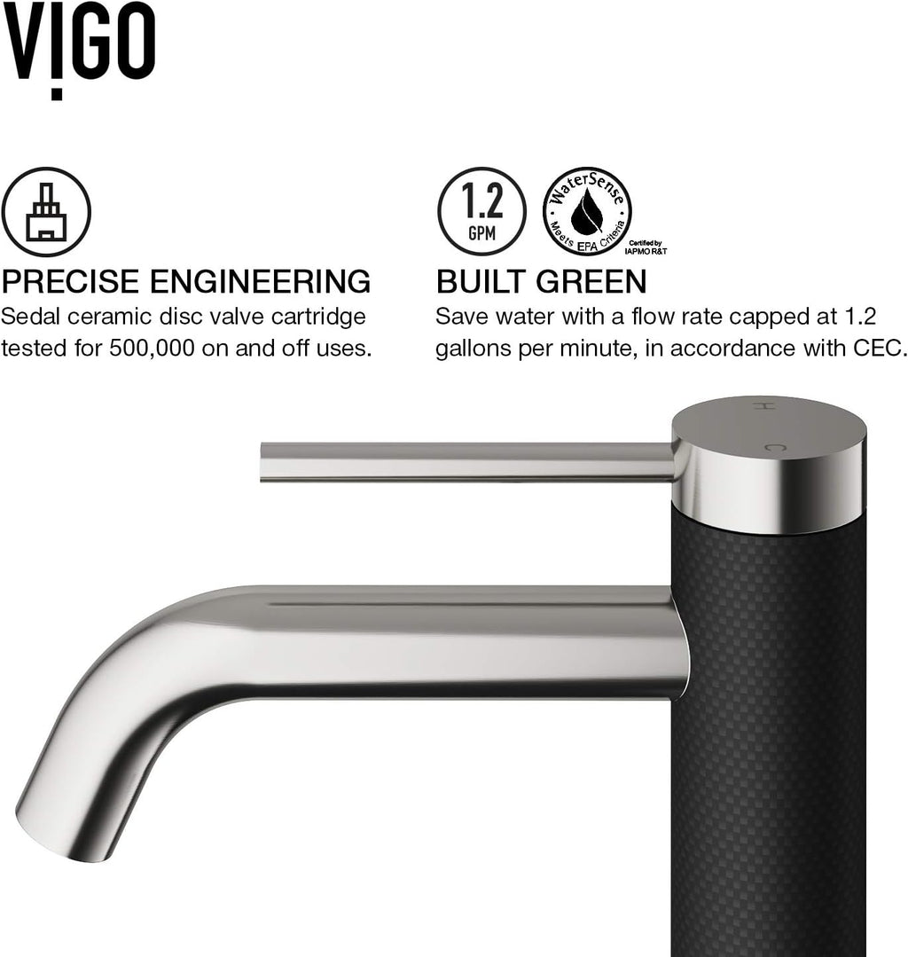 VIGO Lexington Single-Handle Single-Hole Mount Vessel Bathroom Sink Faucet, 10-Inch, Brushed Nickel, Modern Design, Solid Brass, 1.2 GPM WaterSense & Ceramic Disc Valve, Corrosion-Resistant