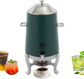 Coffee Urn With Fuel Holder, 3.5 Gallon/13L Stainless Steel Beverage Dispensers for Coffee Tea Hot Water, Hot Drink Dispenser with Stand, Chafer Urn with Spigot for Parties Catering (Green)