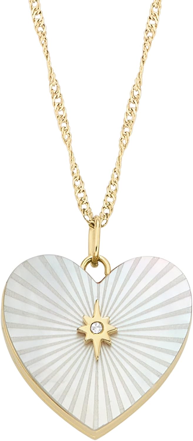 Fossil Women's Gold-Tone Stainless Steel Pendant Chain Necklace for Women