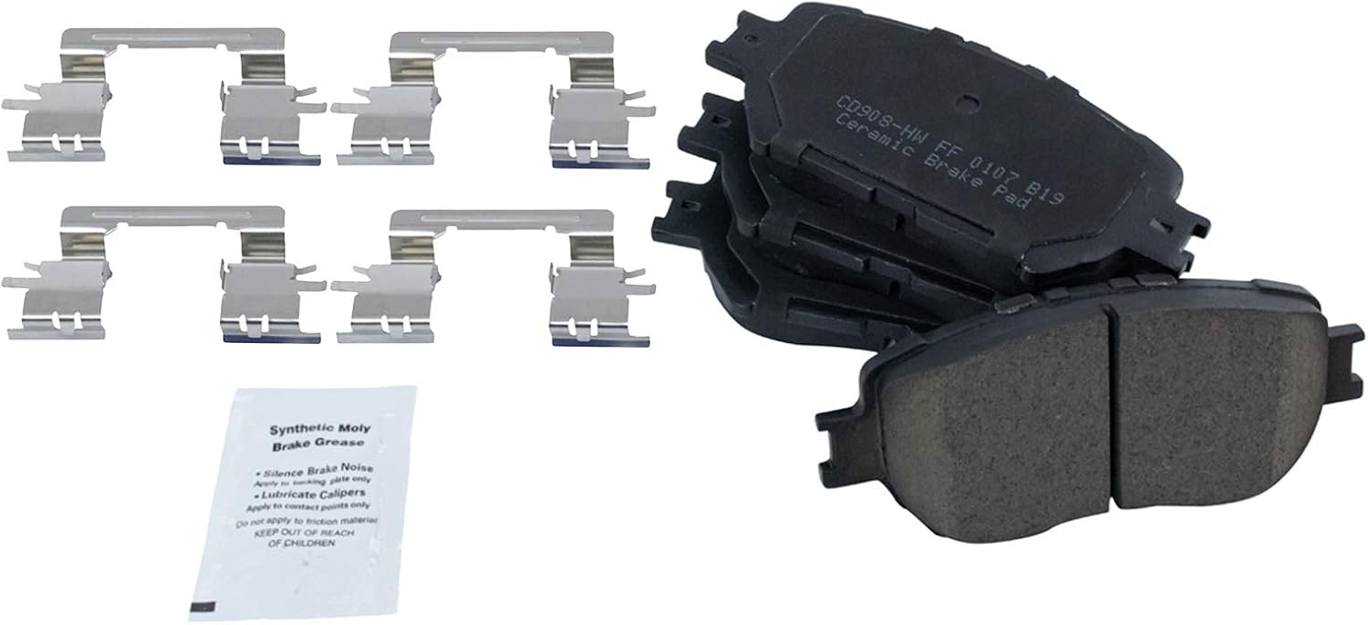 TRQ Performance Front Brake Pad and Rotor Set Ceramic Coated Drilled Slotted Vented Rotors Compatible with 2002-2006 Toyota Camry
