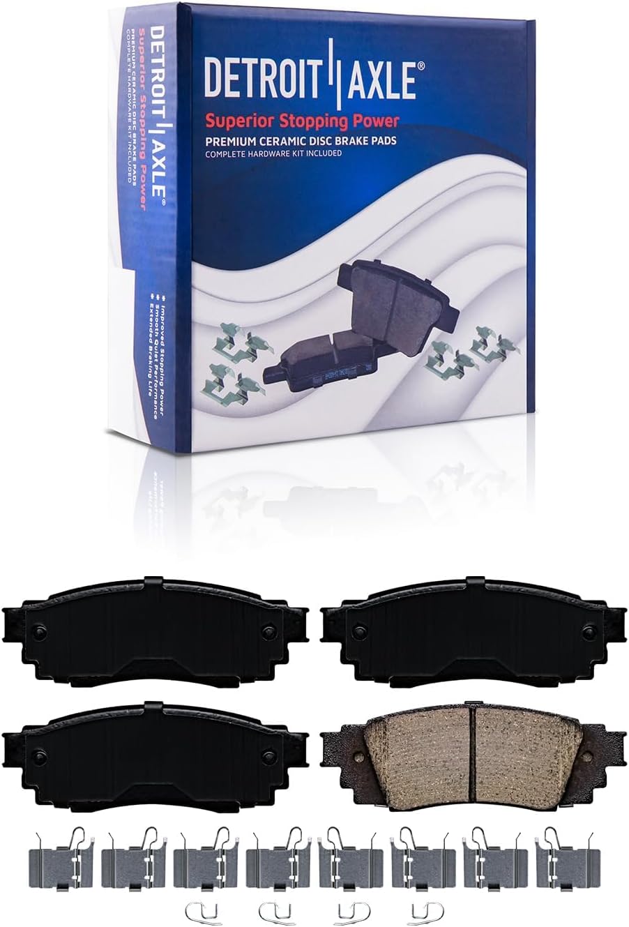 Detroit Axle - Brake Kit for Toyota Camry RAV4 Avalon C-HR Venza Corolla Cross Lexus ES250 UX200 ES350 ES300h UX250h, Drilled Brake Rotors Brake Pads Replacement: 12.01' Front and 11.06' Rear Rotors