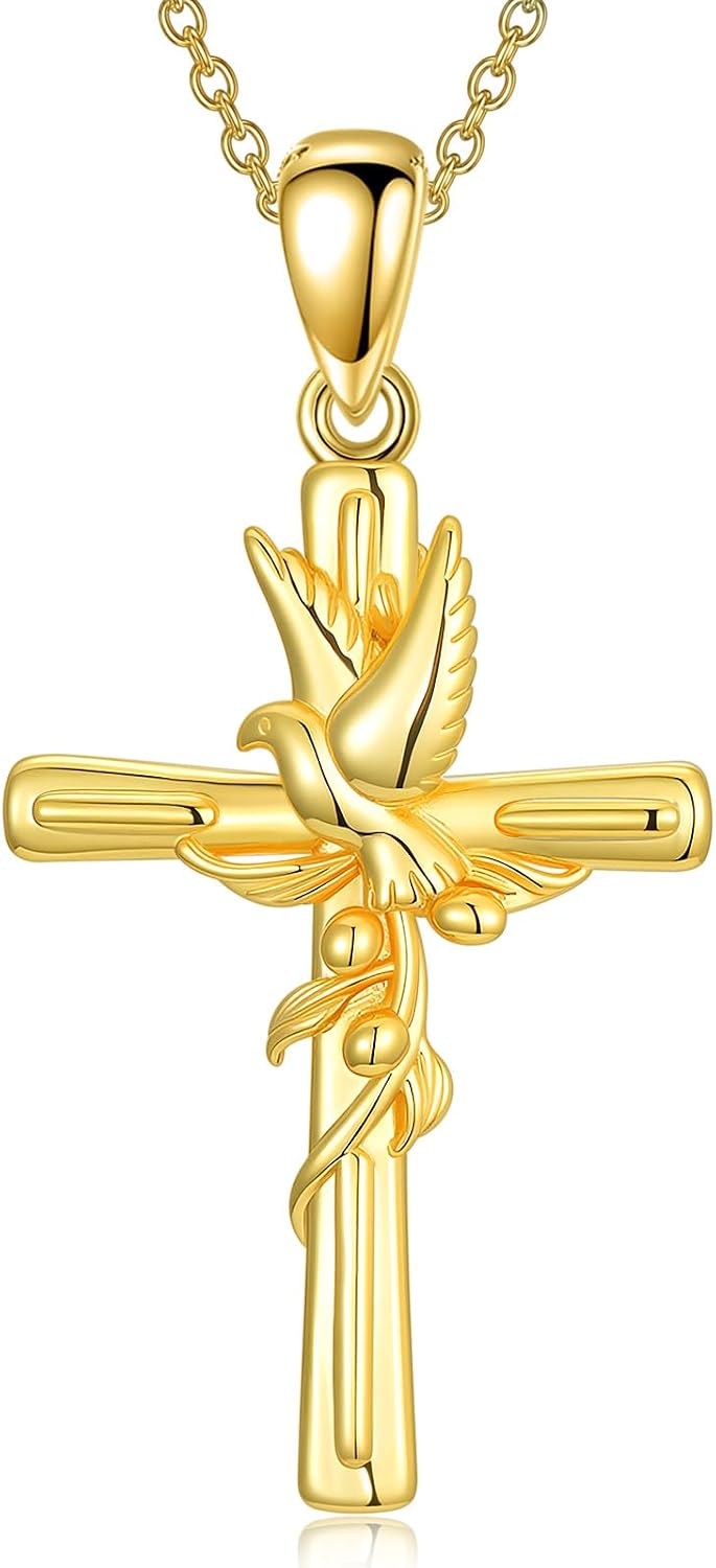 18K Gold Cross Pendant for Women Gold Cross Necklace 18K Gold Jewelry Religious Gift