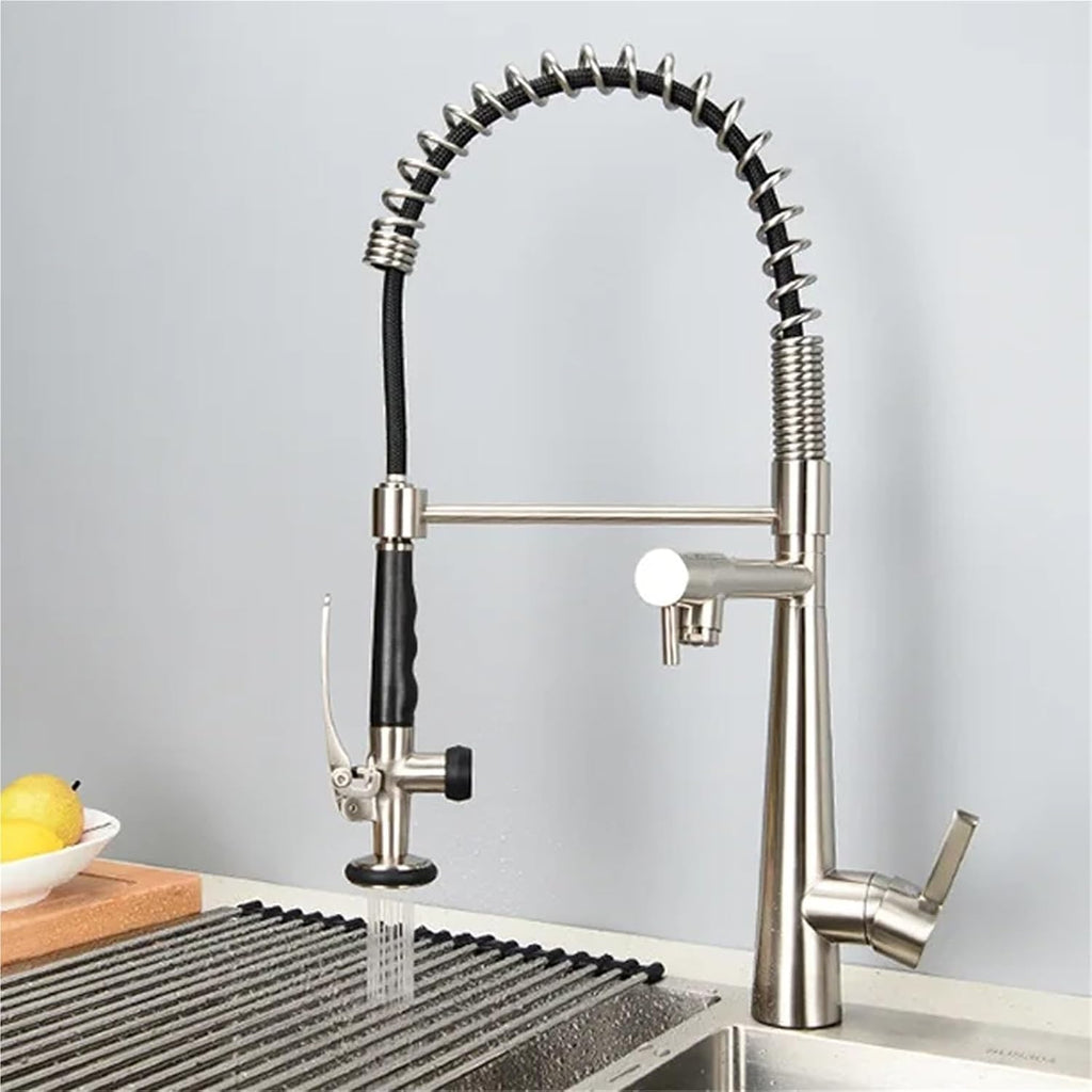 Kitchen Faucet Multifunctional Pull Out 360 Degree Rotating Kitchen Faucet Hot and Cold(Nickel)
