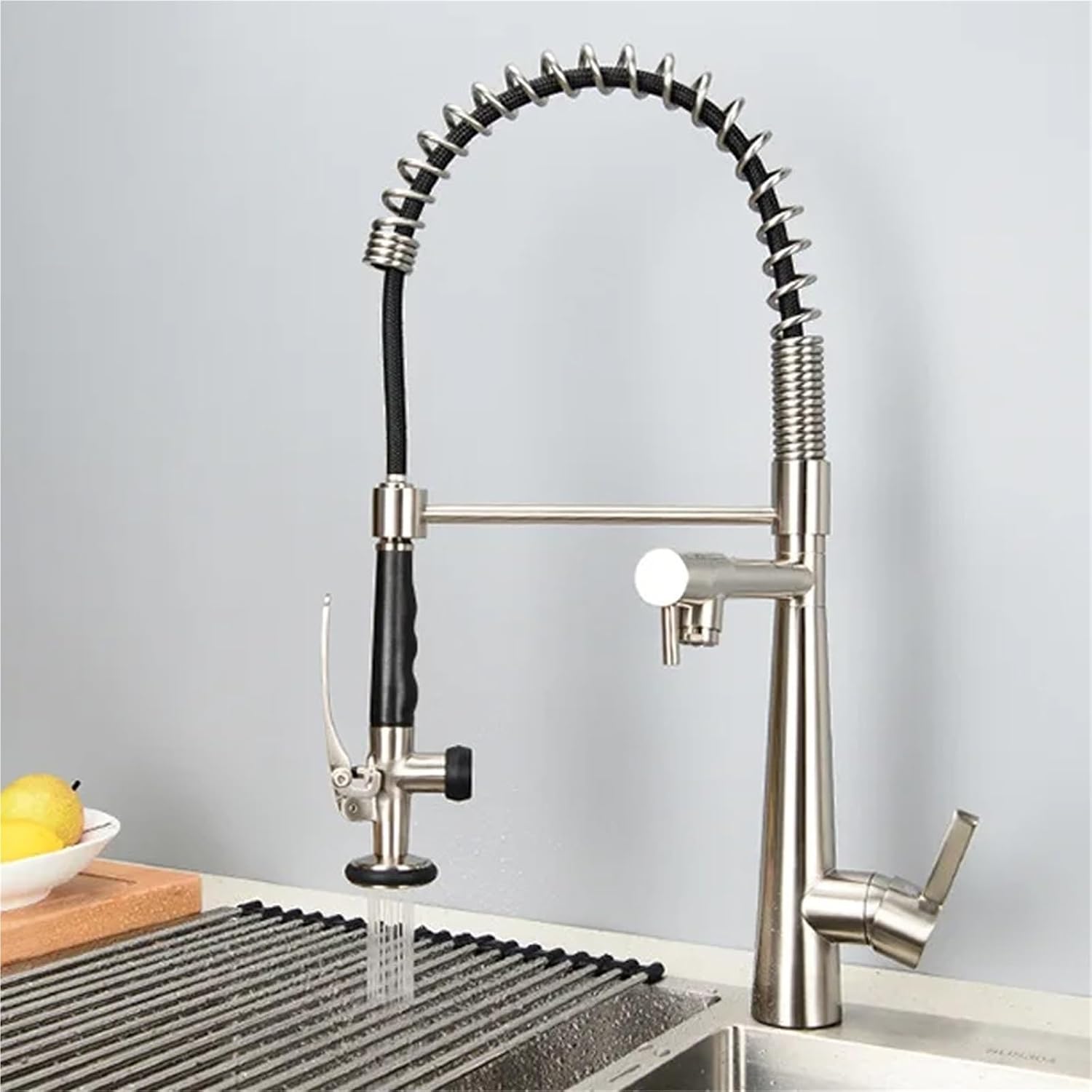 Kitchen Faucet Multifunctional Pull Out 360 Degree Rotating Kitchen Faucet Hot and Cold(Black)