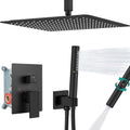 Aolemi Ceiling Mount Shower Faucet Set,Shower System Rain Showerhead and Handheld Spray Combo High-Pressure Showerheads Set with Valve and Trim Kit Rough-in Valve,16 Inch Matte Black