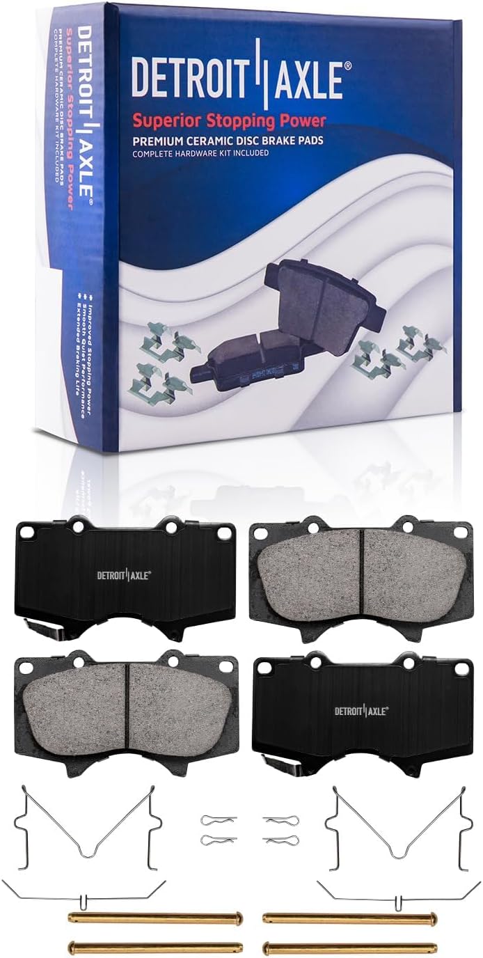 Detroit Axle - Brake Kit for 01-07 Toyota Sequoia - 2001 2002 2003 2004 2005 2006 2007 Drilled & Slotted Brakes Rotor Ceramic Brake Pads Front and Rear Replacement