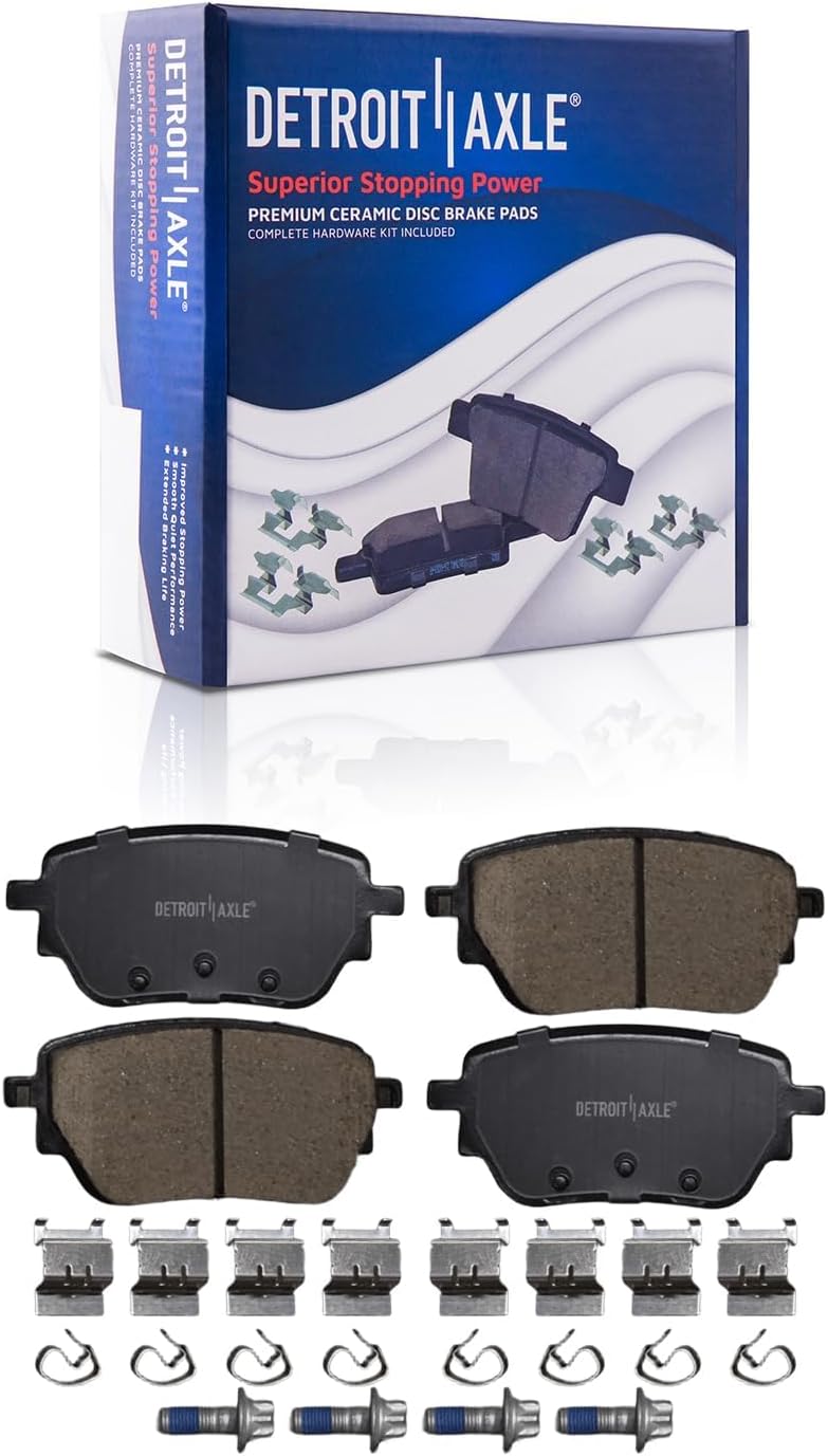 Detroit Axle - Brake Kit for 19-22 Mercedes-Benz A220, 20-22 CLA250, Drilled and Slotted Disc Brakes Rotors Ceramic Brake Pads 2020 2021 2022 Replacement : 12.52' inch Front and 11.61' inch Rear Rotor