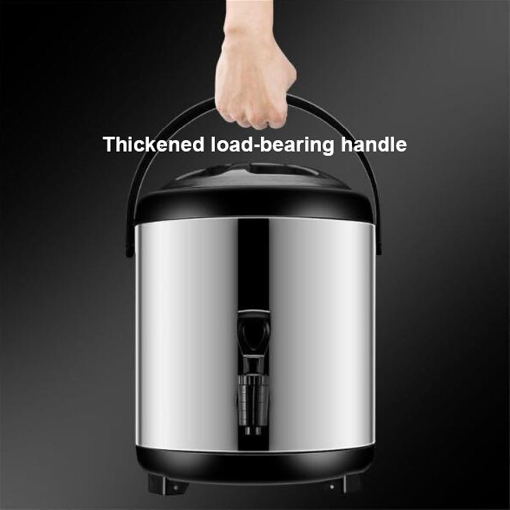 8L/10L/12L Stainless Steel Hot Water Dispenser Kettle Boiler, Milk Tea Bucket Insulated Barrel with Faucet,for Hot Water Or Beverage,12L ()