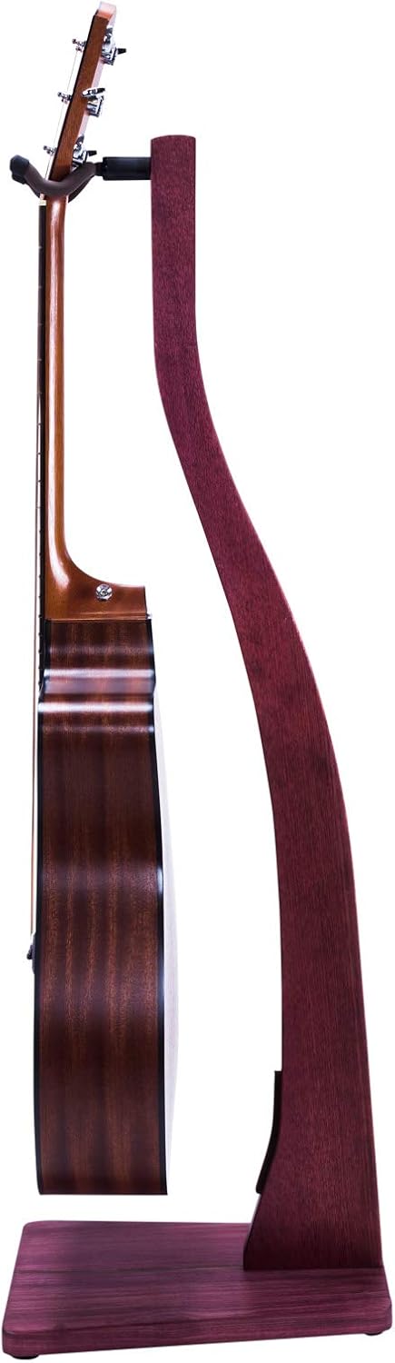 Zither Wooden Guitar Stand - Handcrafted Solid Purple Heart Wood Floor Stands Best for Acoustic, Electric and Classical Guitars, Made in USA