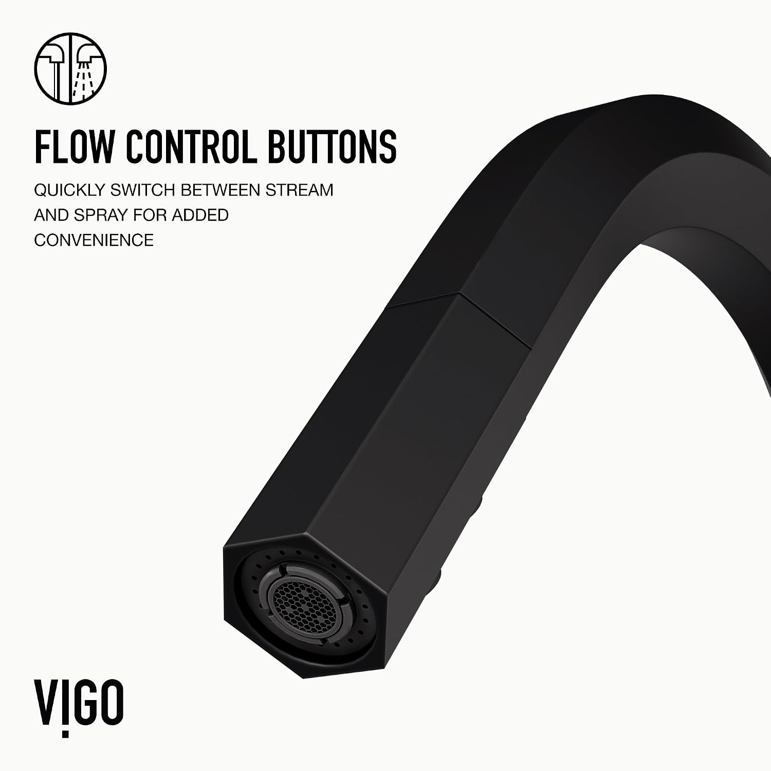 VIGO Hart Hexad 18'' H Single Handle Pull-Down Spout Kitchen Faucet in Matte Black-VG02034MB
