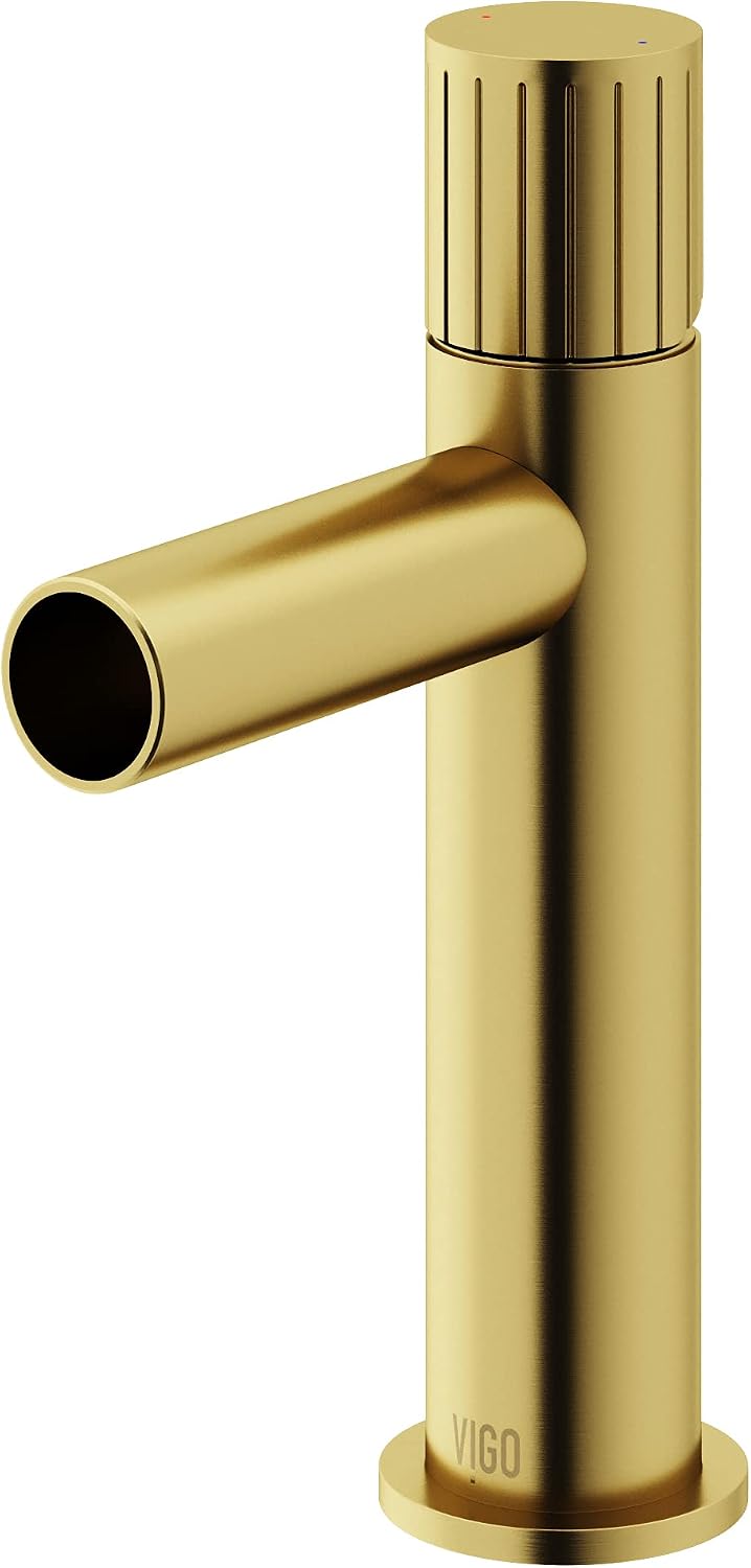 VIGO Ashford Single-Handle Single-Hole Mount Bathroom Sink Faucet, 8-Inch, Matte Brushed Gold, Modern Design, Solid Brass, 1.2 GPM WaterSense & Ceramic Disc Valve, Corrosion-Resistant