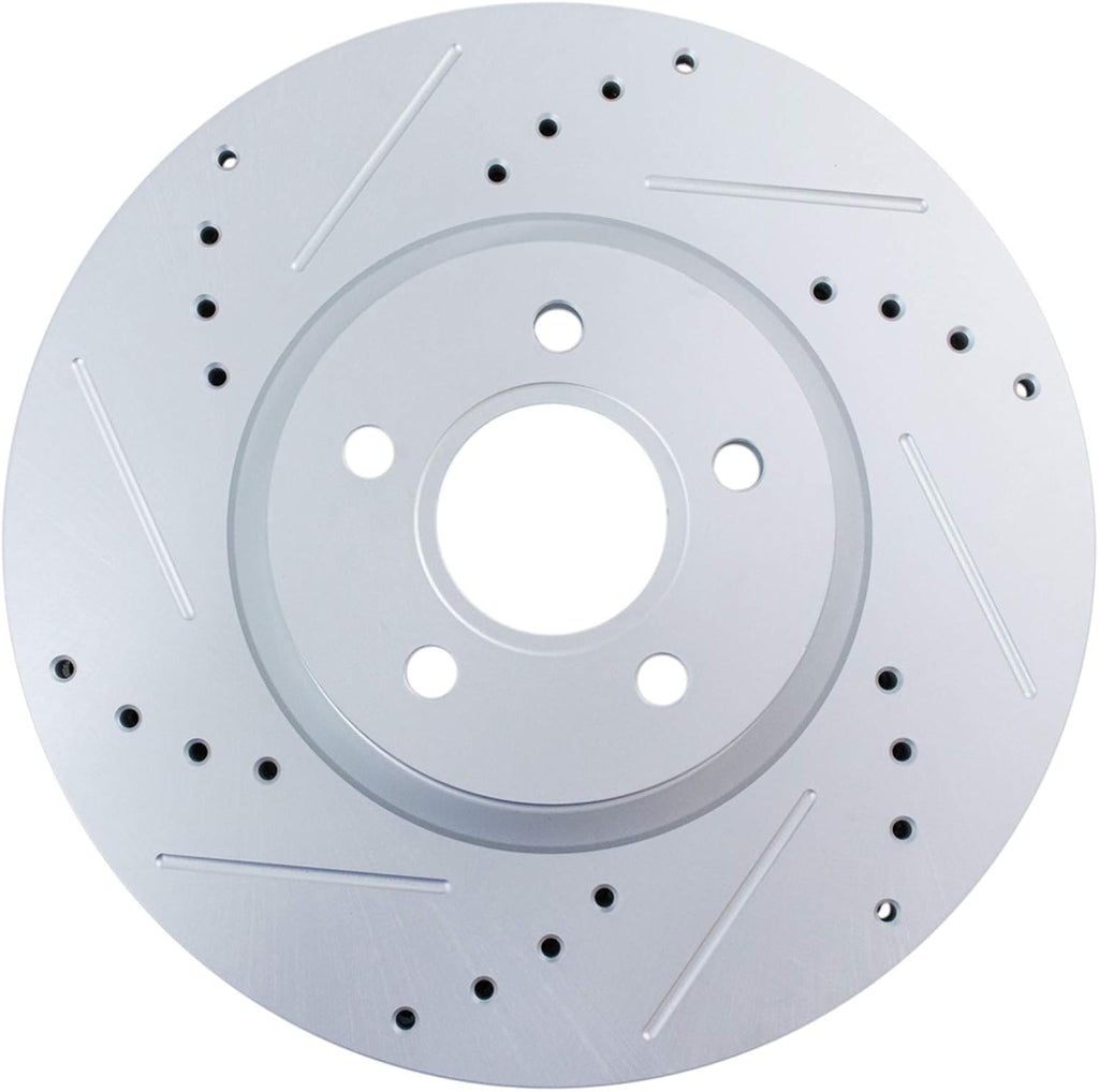 TRQ Performance Front Brake Pad and Rotor Set Ceramic Coated Drilled Slotted Rotors Compatible with 2013-2017 Ford Escape 2014-2018 Transit Connect