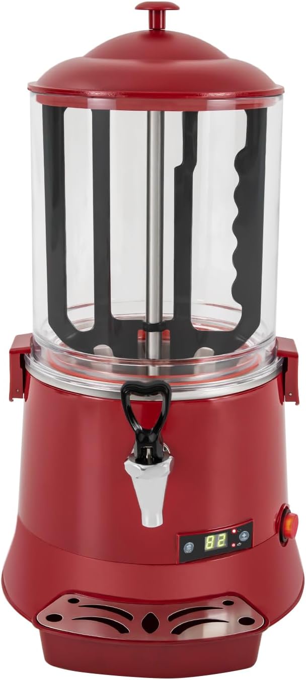 10L Commercial Hot Chocolate Maker Machine Chocolate Dispenser Warmer With Faucet 400W 110V Hot Beverage Warmer for Heating Chocolate Coffee Milk (10L-Red)