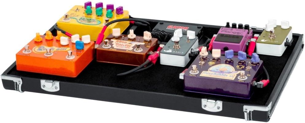 Gator Cases Gig Box Jr. Pedal Board with Built in 3x Guitar Stand and G-BUS Multi Output Power Supply | Fits Most Electric and Acoustic Guitars, Pedal Surface 21.5' x 15' (GW-GIGBOXJRPWR)
