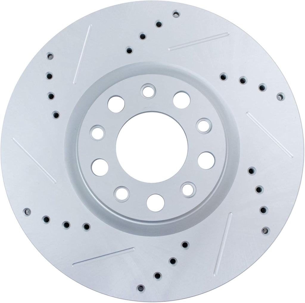 TRQ Performance Front Brake Pad and Rotor Set Ceramic Coated Drilled Slotted Rotors Compatible with 2016-2021 Fiat 500X 2017-2022 Jeep Compass 2015-2021 Renegade