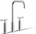 KOHLER K-14408-4-CP Purist® Widespread Bathroom Sink Faucet, 3-Hole, Widespread High Lever Handles and High Gooseneck Spout, 1.2 GPM, Polished Chrome