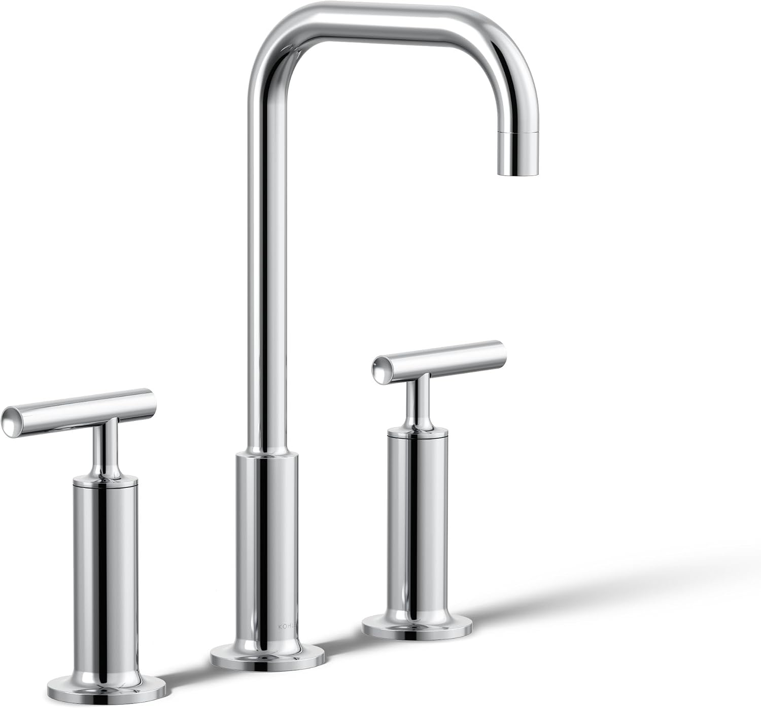 KOHLER K-14408-4-CP Purist® Widespread Bathroom Sink Faucet, 3-Hole, Widespread High Lever Handles and High Gooseneck Spout, 1.2 GPM, Polished Chrome