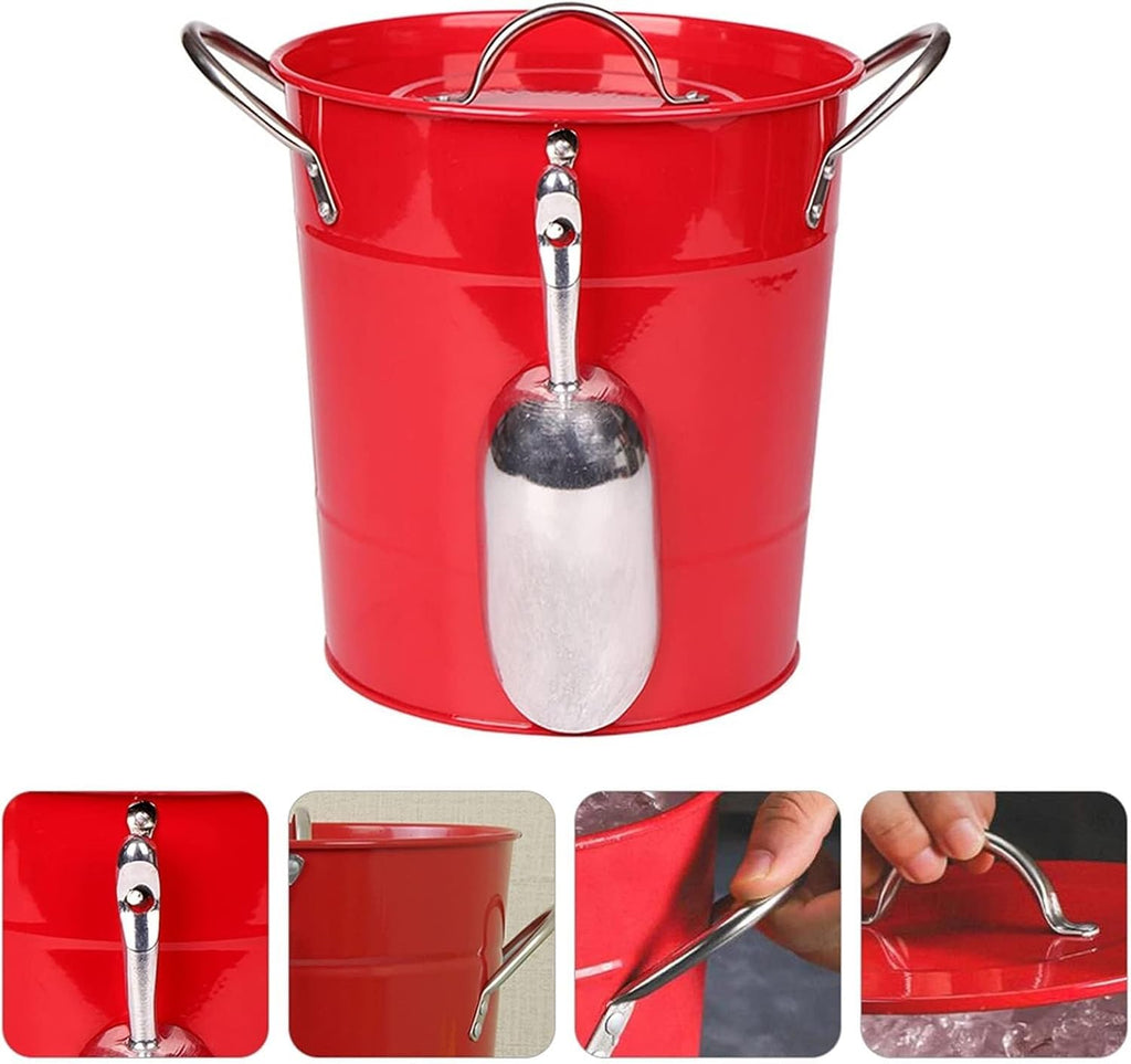 Ice Bucket with Lid and Ice Tongs,3.5L Metal Double Wal Ice Bucket Set,Home Kitchen Gifts with Lid,Modern Ice Buckets for Parties,Ice Bucket