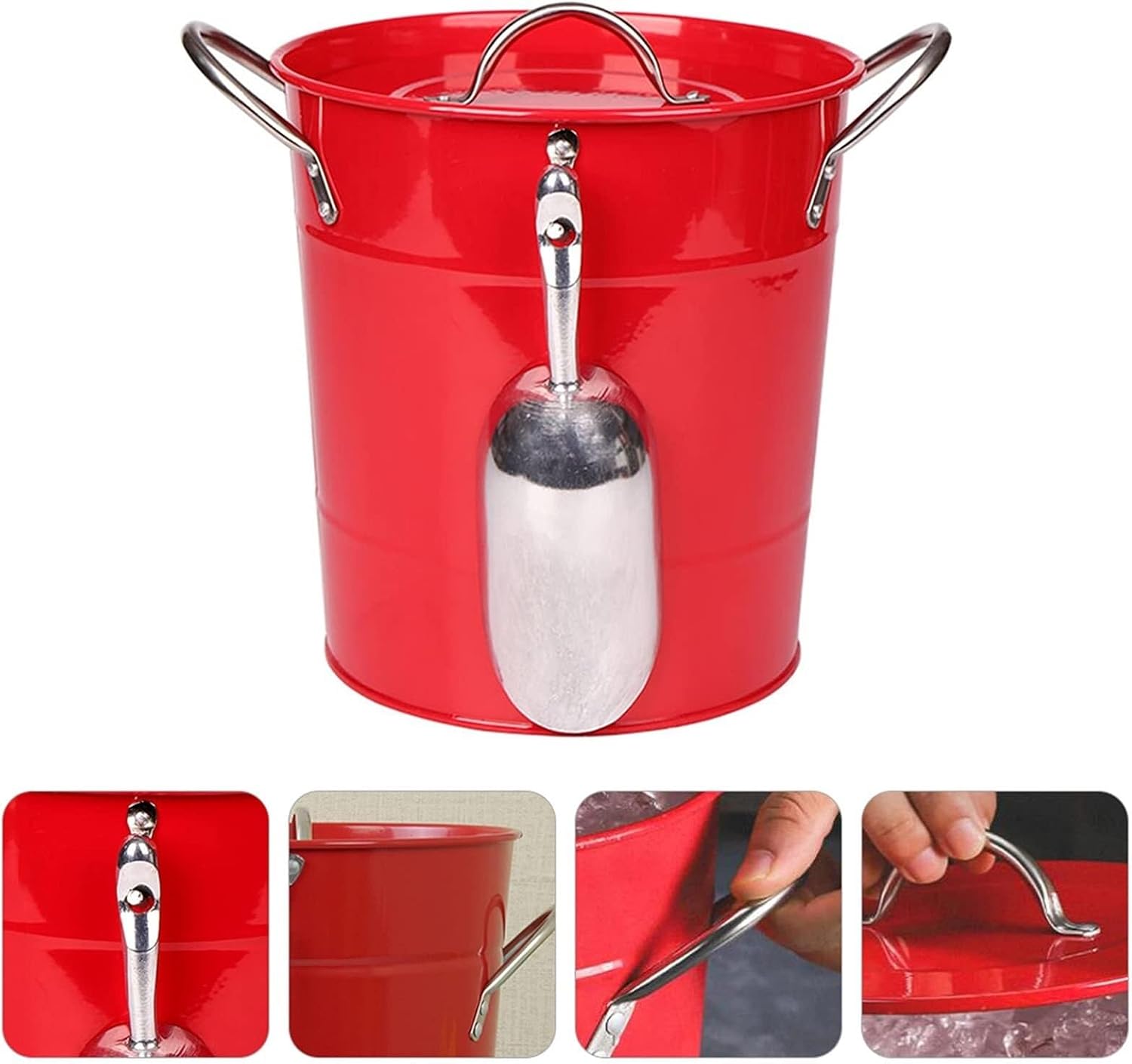 Ice Bucket with Lid and Ice Tongs,3.5L Metal Double Wal Ice Bucket Set,Home Kitchen Gifts with Lid,Modern Ice Buckets for Parties,Ice Bucket