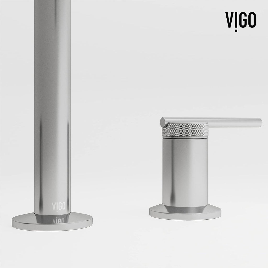 VIGO Sterling Two-Handle Three-Hole Mount Widespread Bathroom Sink Faucet, 7-Inch, Chrome, Modern Design, Solid Brass, 1.2 GPM WaterSense & Ceramic Disc Valve, Corrosion-Resistant