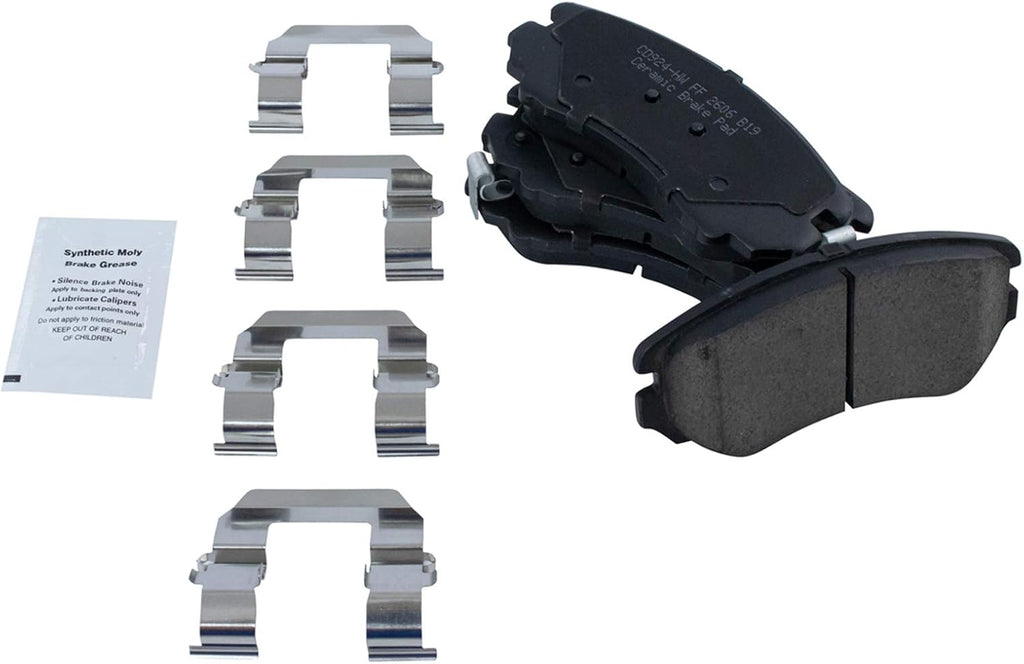 TRQ Performance Front Brake Pad and Rotor Set Ceramic Drilled Slotted Coated Vented Rotors Compatible with 2003-2008 Hyundai Tiburon 2005-2009 Tucson 2005-2010 Kia Sportage